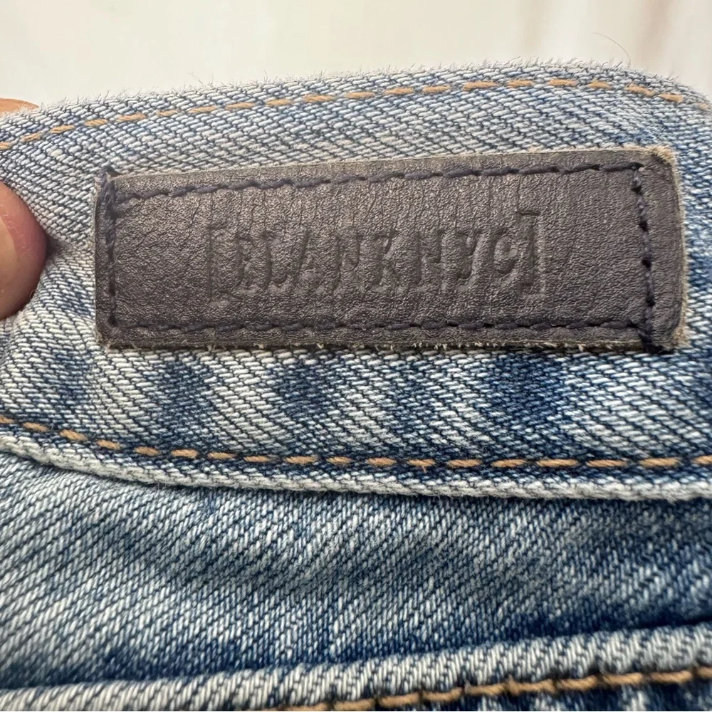 Blank NYC Mini Jean Skirt Blue Denim Raw Frayed Hem Distressed Size 27